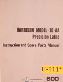 Harrison-Harrison M500 Lathe, (530mm-21in.), Operation Maintenance & Parts Manual-M500-03